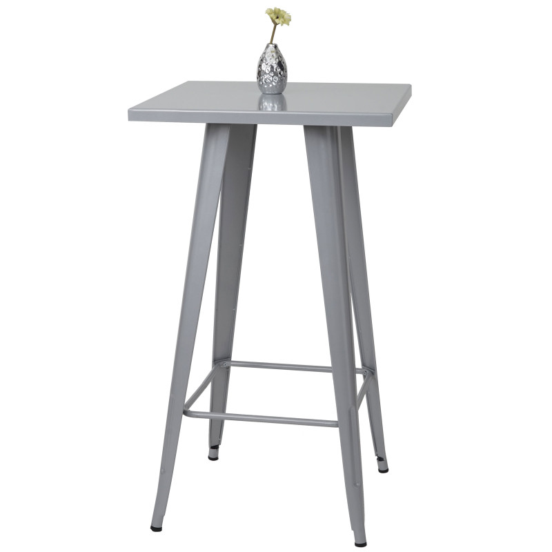 Table haute métal, design industriel 105x60x60cm - gris