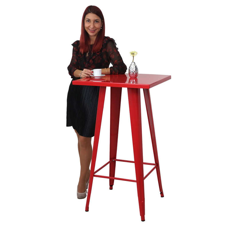 Set table mange-depout + 2x tabouret de bar chaise/table de bar, design industriel - rouge