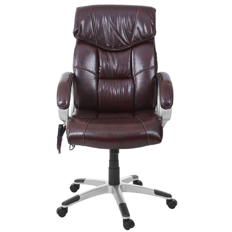 Chaise de bureau fauteuil directorial, pivotant, fonction chauffage / massage, similicuir - bordeaux