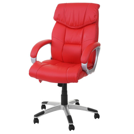 Chaise de bureau fauteuil directorial, pivotant, fonction chauffage / massage, similicuir - rouge