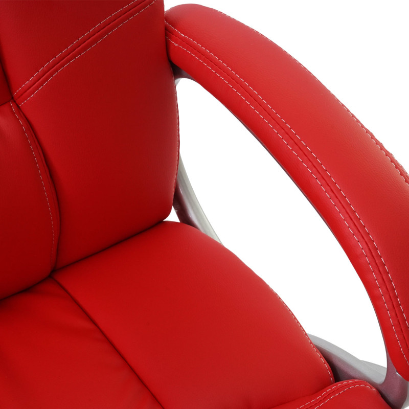 Chaise de bureau fauteuil directorial, pivotant, fonction chauffage / massage, similicuir - rouge