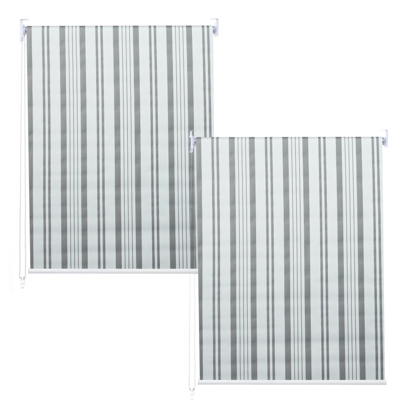 Lot de 2 stores à enroulement 100x160cm protection solaire opaque - gris/blanc