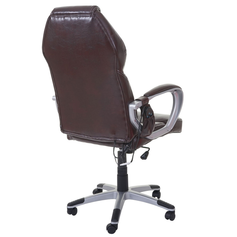 Chaise de bureau fauteuil directorial, pivotant, fonction chauffage / massage, similicuir - bordeaux