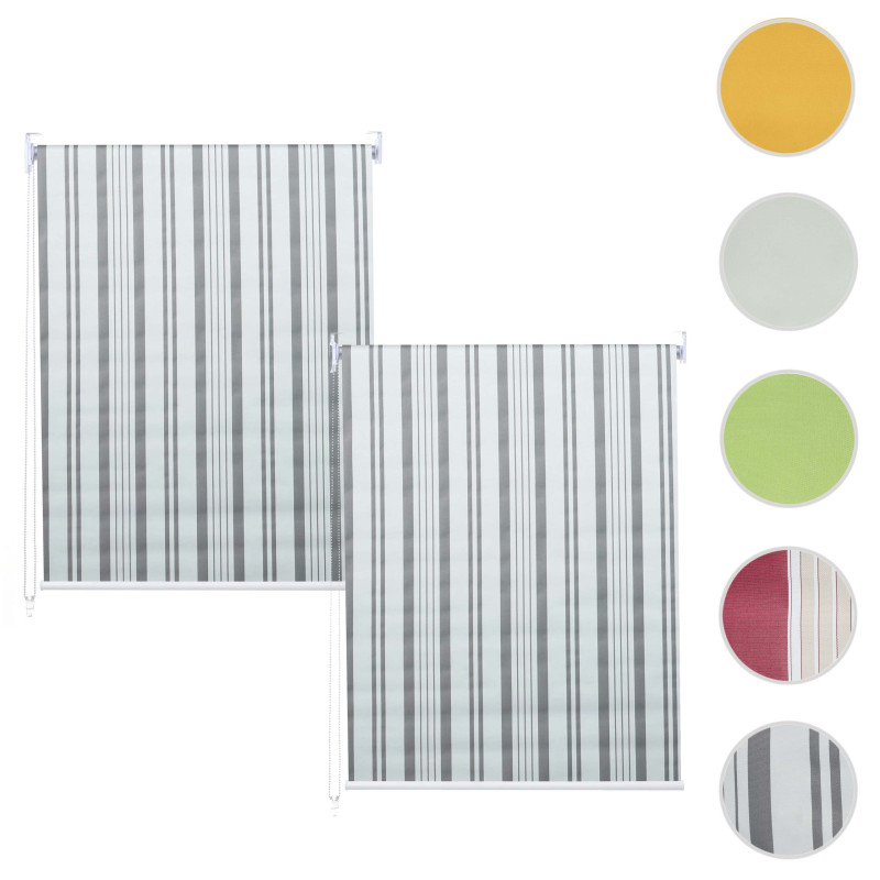 Lot de 2 stores à enroulement 100x160cm protection solaire opaque - gris/blanc