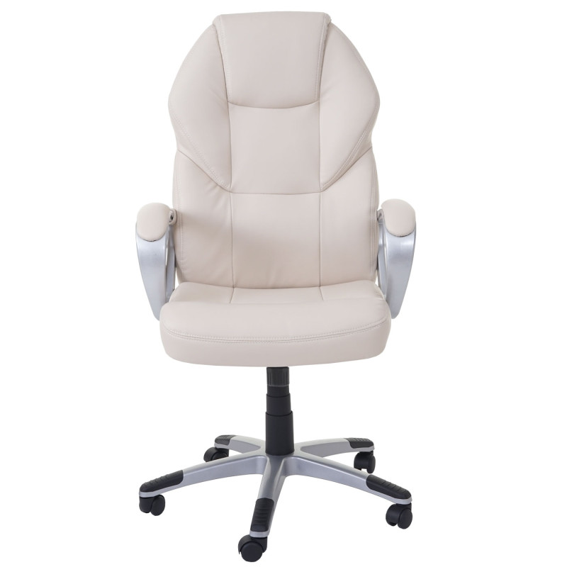 Chaise de bureau fauteuil directorial, pivotant, fonction chauffage / massage, similicuir - crème
