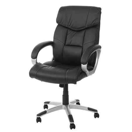 Chaise de bureau fauteuil directorial, pivotant, fonction chauffage / massage, similicuir - noir