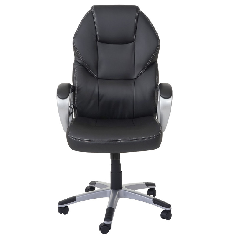 Chaise de bureau fauteuil directorial, pivotant, fonction chauffage / massage, similicuir - noir