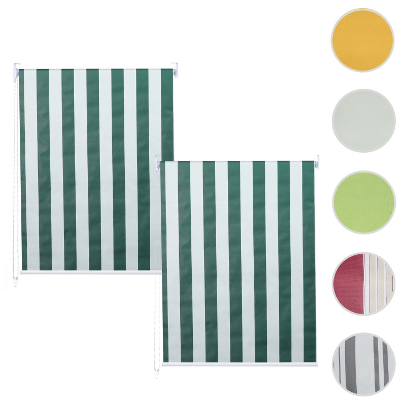 Lot de 2 stores à enroulement 100x160cm protection solaire opaque - vert/blanc