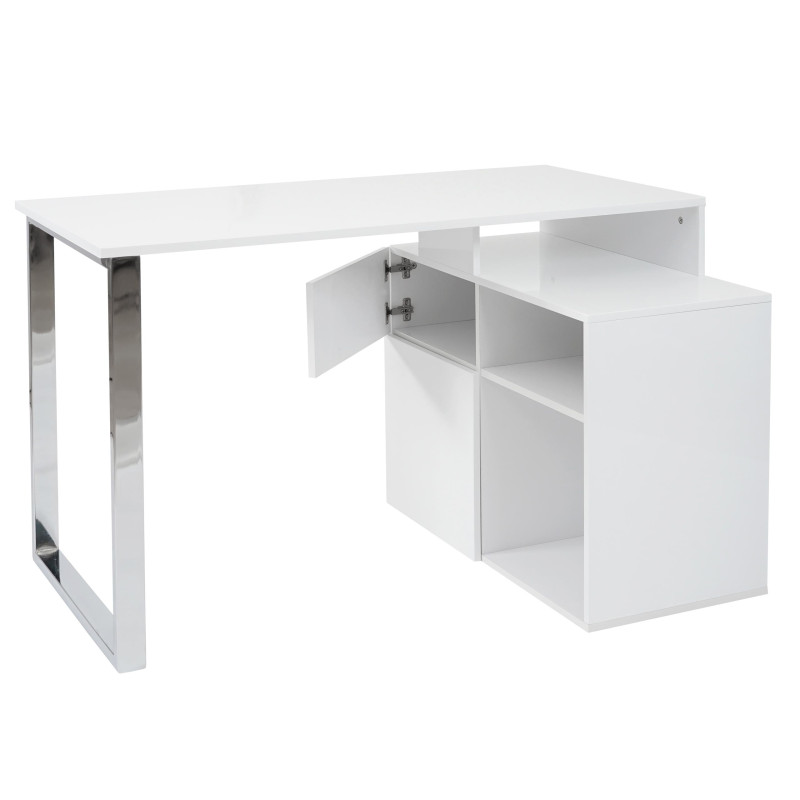 Bureau en angle table d'ordinateur, poli fin 120x80cm - blanc