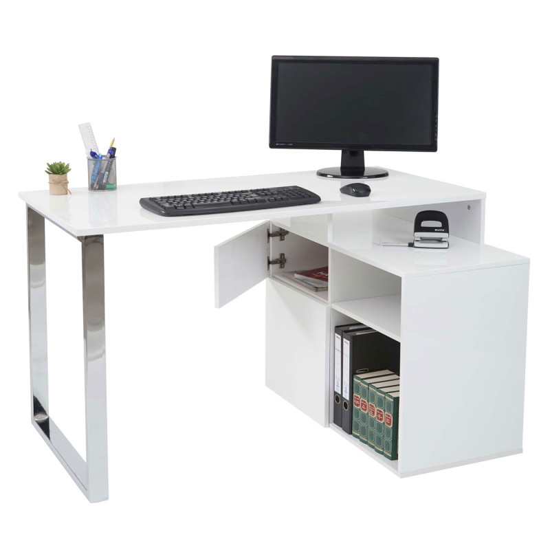 Bureau en angle table d'ordinateur, poli fin 120x80cm - blanc