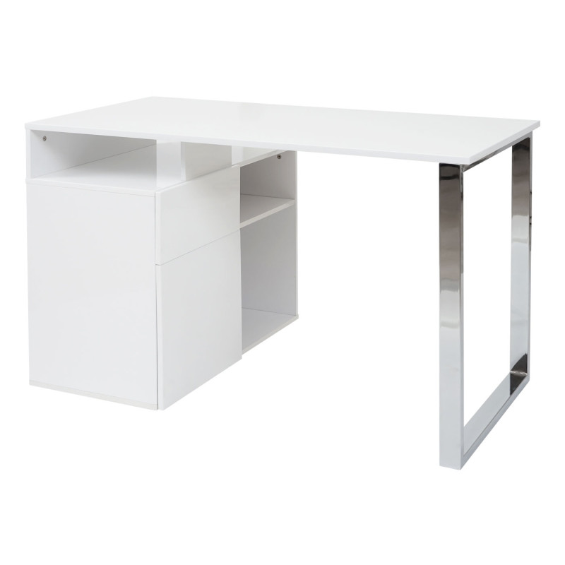 Bureau en angle table d'ordinateur, poli fin 120x80cm - blanc