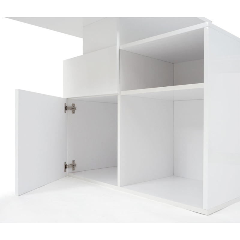 Bureau en angle table d'ordinateur, poli fin 120x80cm - blanc