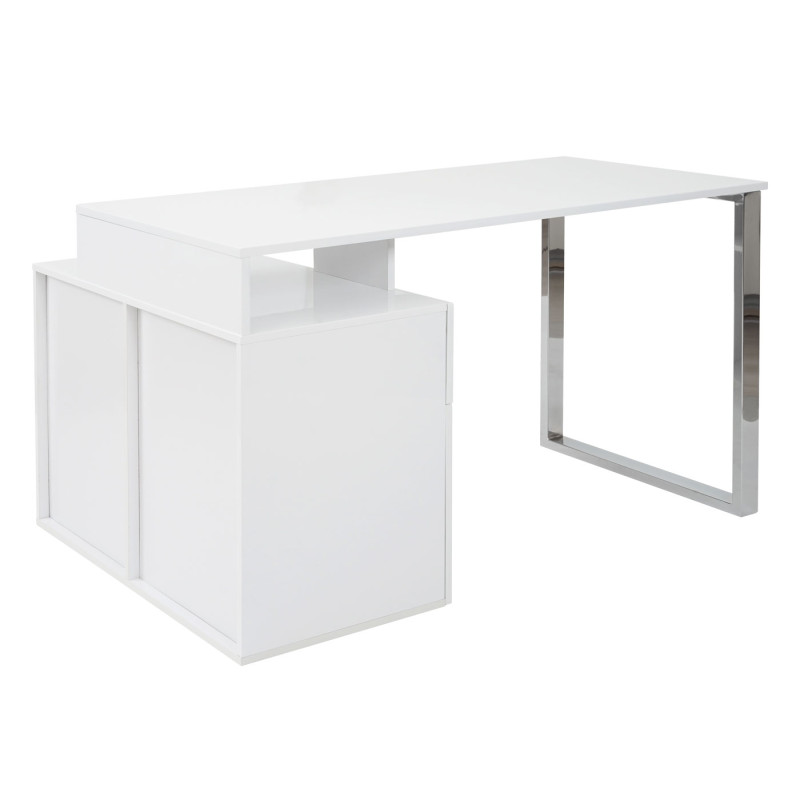 Bureau en angle table d'ordinateur, poli fin 120x80cm - blanc