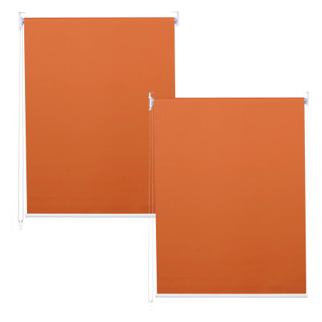 Lot de 2 stores à enroulement 100x160cm protection solaire opaque - orange