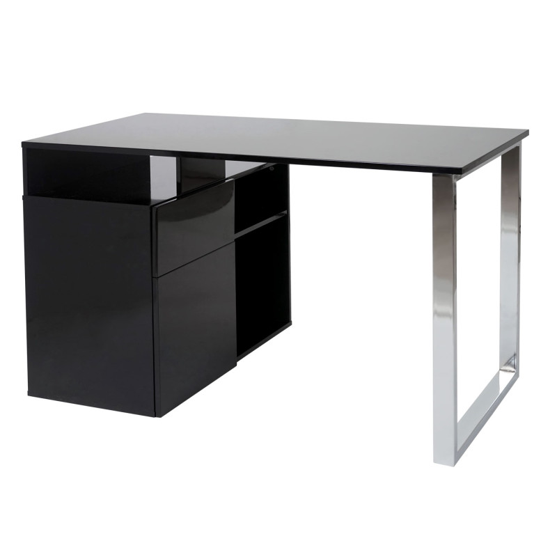 Bureau en angle table d'ordinateur, poli fin 120x80cm - noir