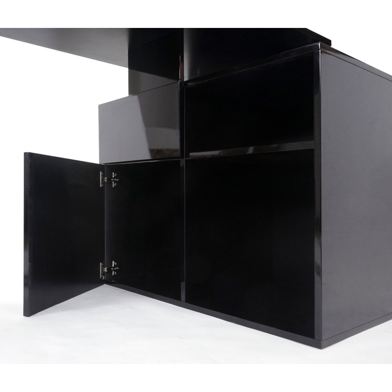Bureau en angle table d'ordinateur, poli fin 120x80cm - noir