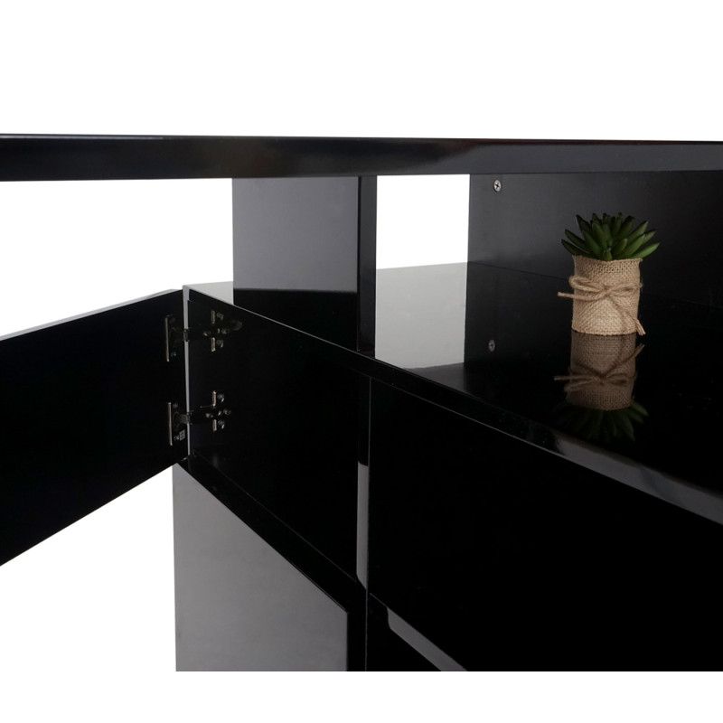 Bureau en angle table d'ordinateur, poli fin 120x80cm - noir