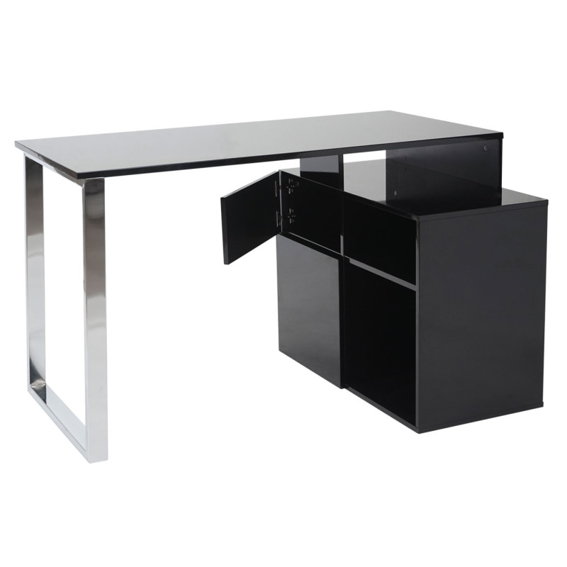 Bureau en angle table d'ordinateur, poli fin 120x80cm - noir