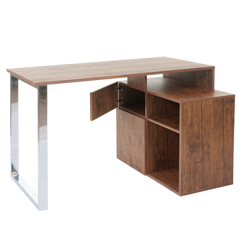 Bureau en angle table d'ordinateur, poli fin 120x80cm - structure 3D, aspect chêne