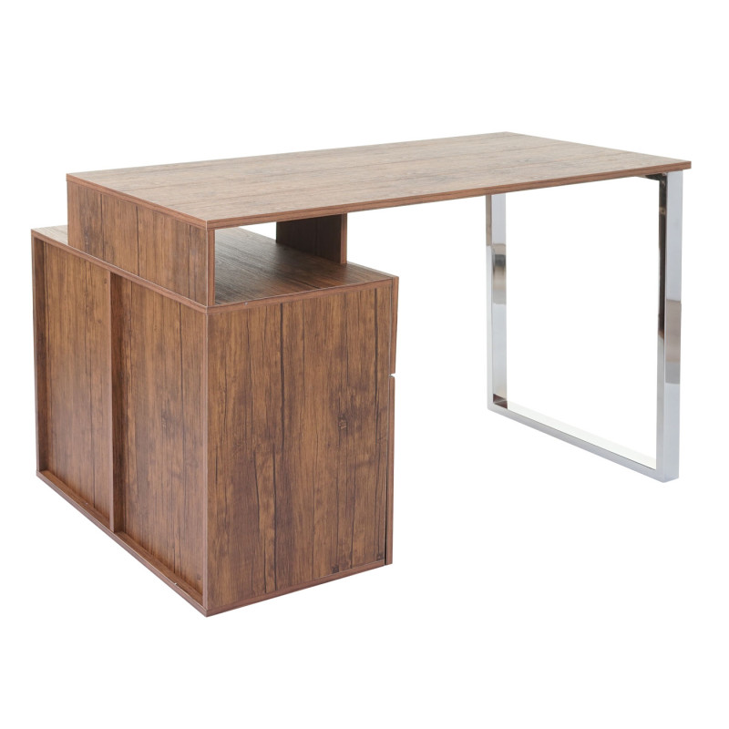 Bureau en angle table d'ordinateur, poli fin 120x80cm - structure 3D, aspect chêne