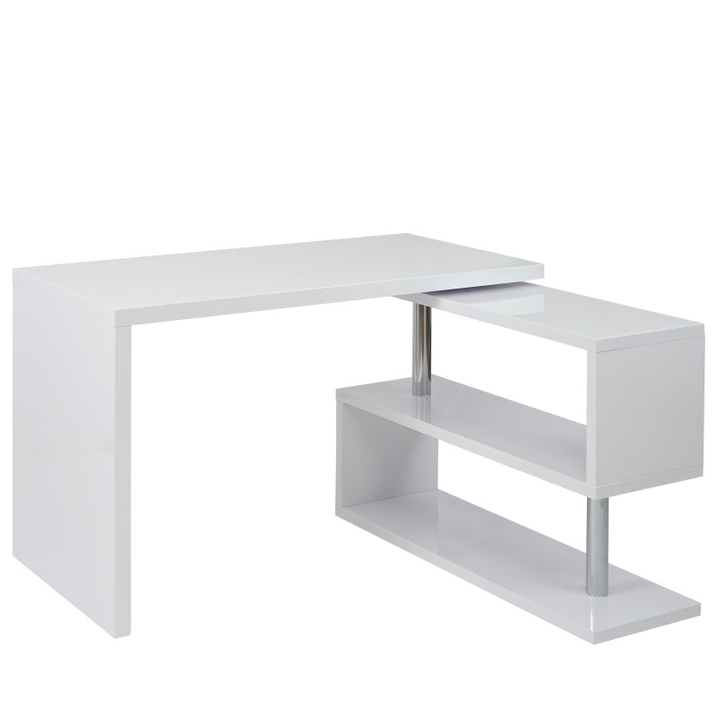 Bureau en angle table d'ordinateur, poli fin, rotatif 120x60cm - blanc