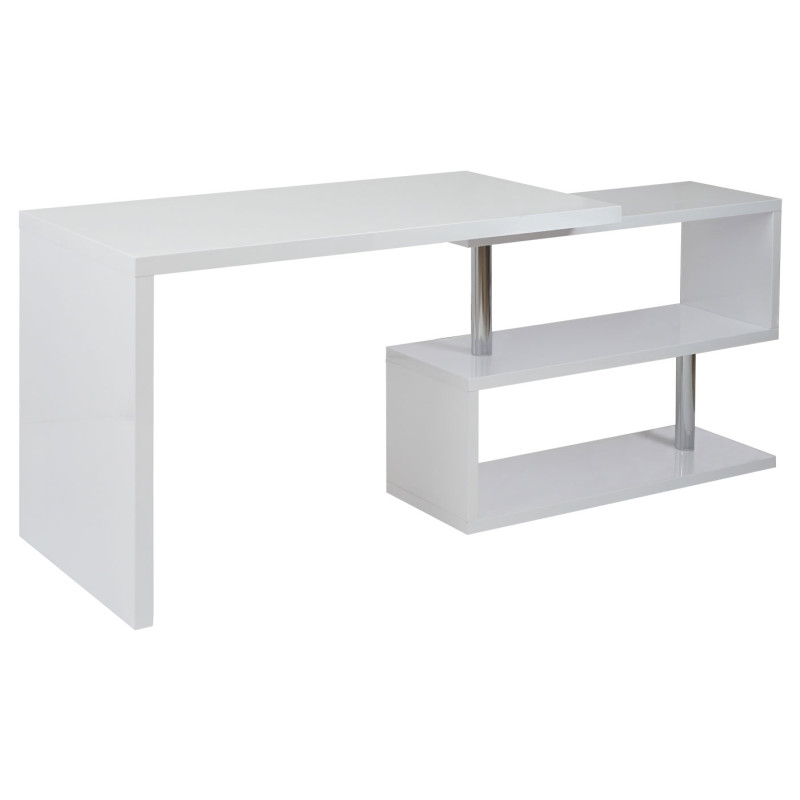 Bureau en angle table d'ordinateur, poli fin, rotatif 120x60cm - blanc