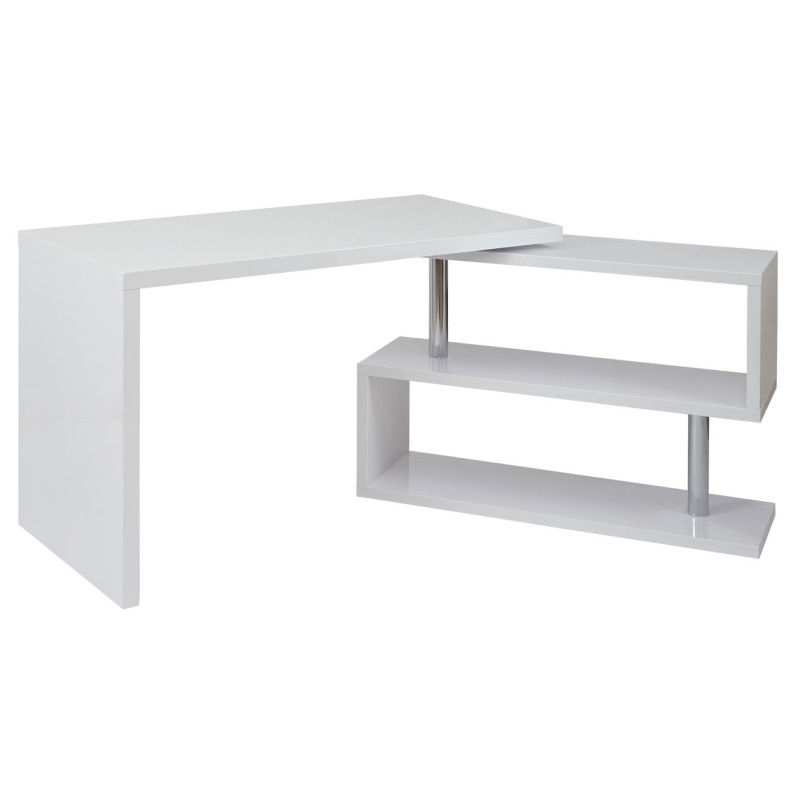 Bureau en angle table d'ordinateur, poli fin, rotatif 120x60cm - blanc