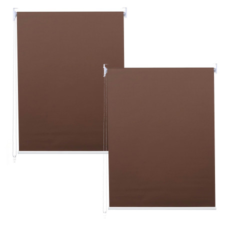 Lot de 2 stores à enroulement 100x160cm protection solaire opaque - brun