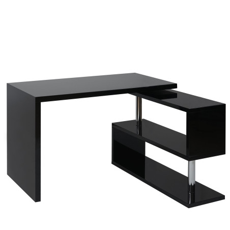 Bureau angulaire brillant, pivotant, 120x60cm - noir