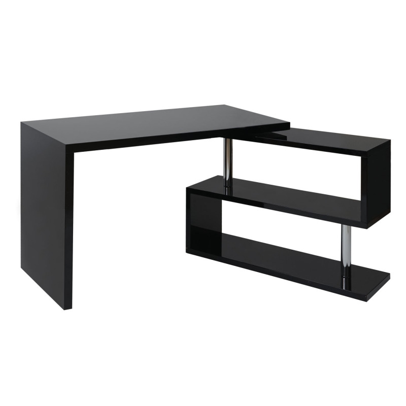 Bureau angulaire brillant, pivotant, 120x60cm - noir