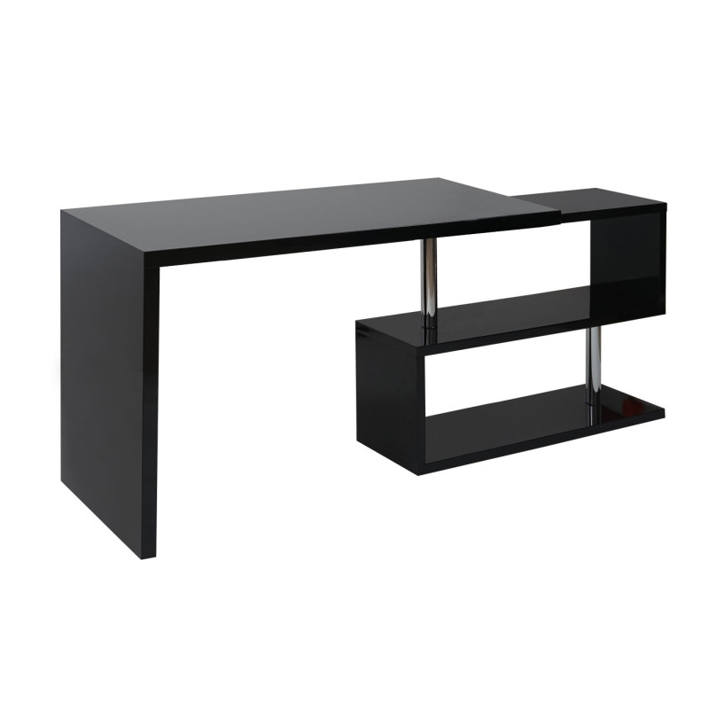 Bureau angulaire brillant, pivotant, 120x60cm - noir