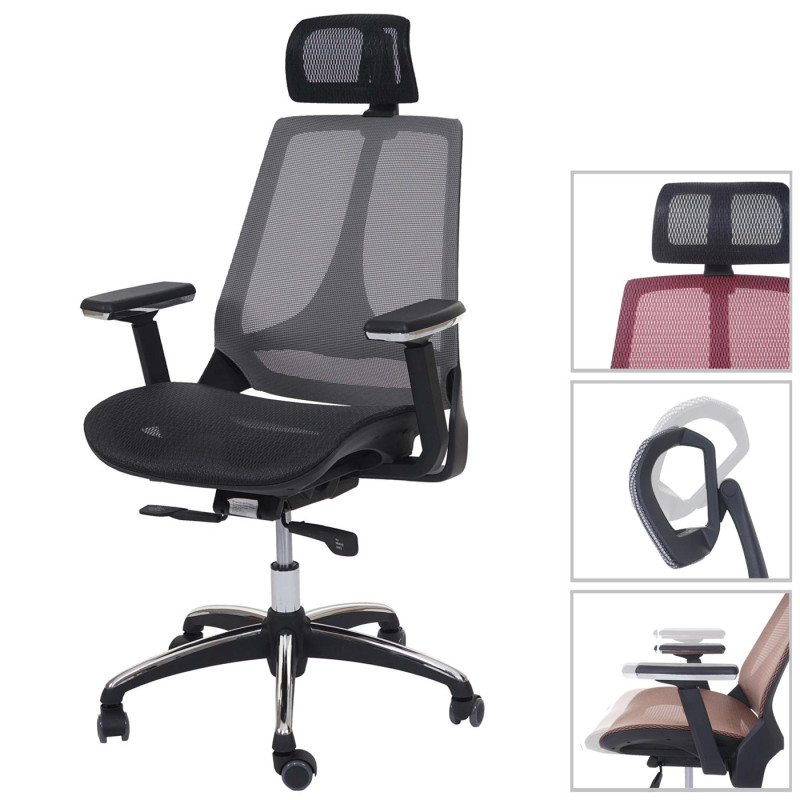 Chaise de bureau chaise pivotante, tissu ISO9001, noir/rouge