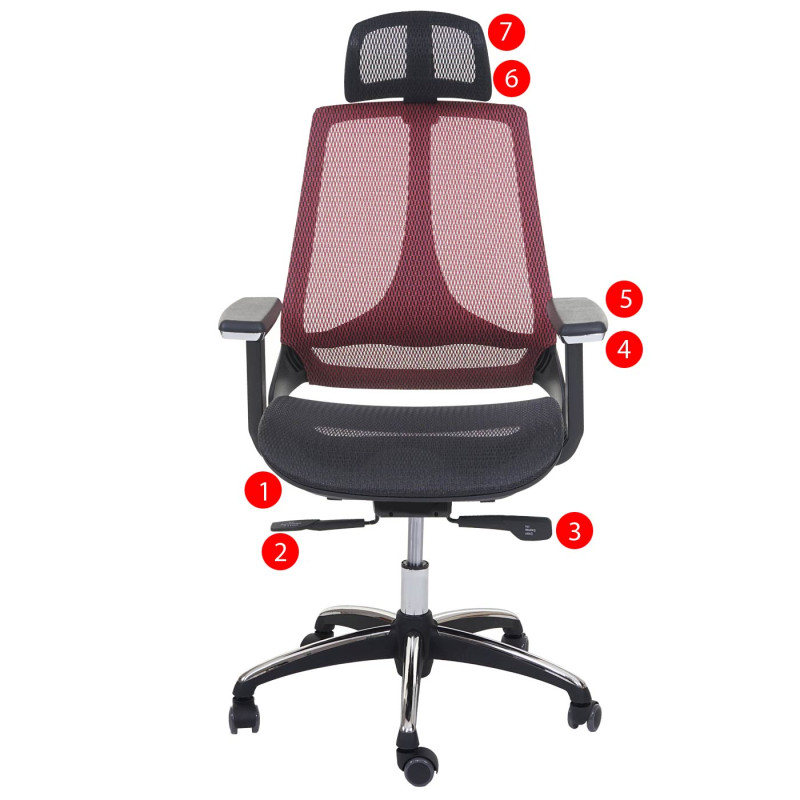 Chaise de bureau chaise pivotante, tissu ISO9001, noir/rouge