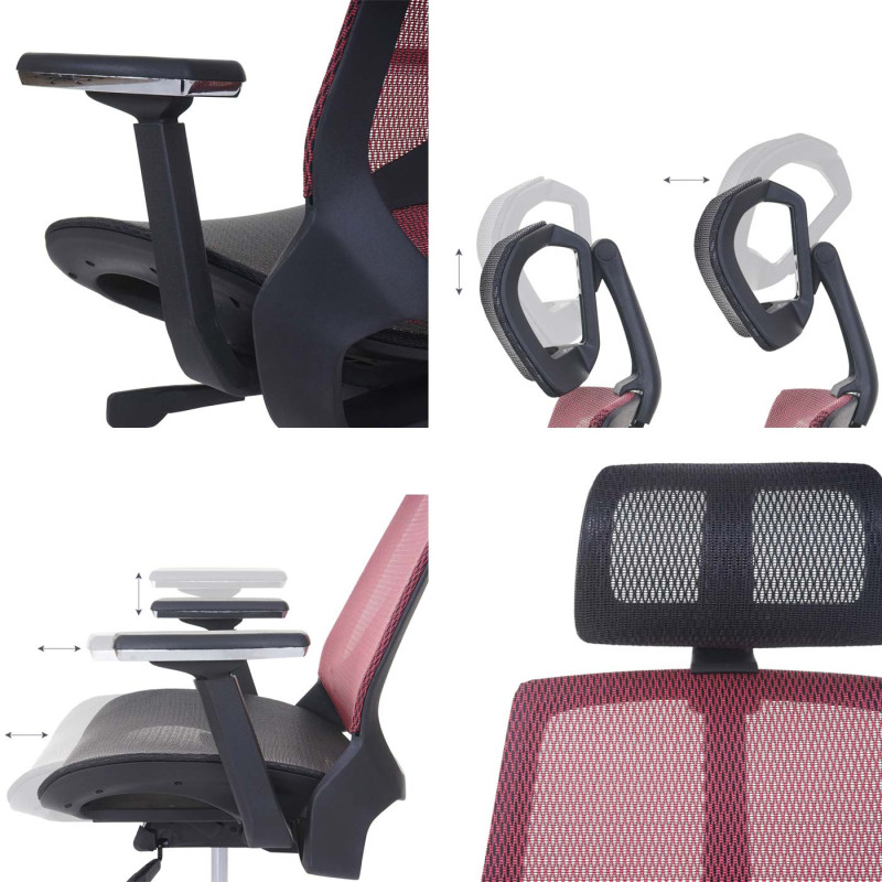 Chaise de bureau chaise pivotante, tissu ISO9001, noir/rouge