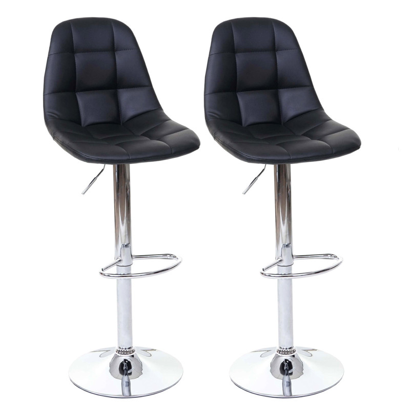 2x tabouret de bar chaise bar/comptoir - noir, similicuir