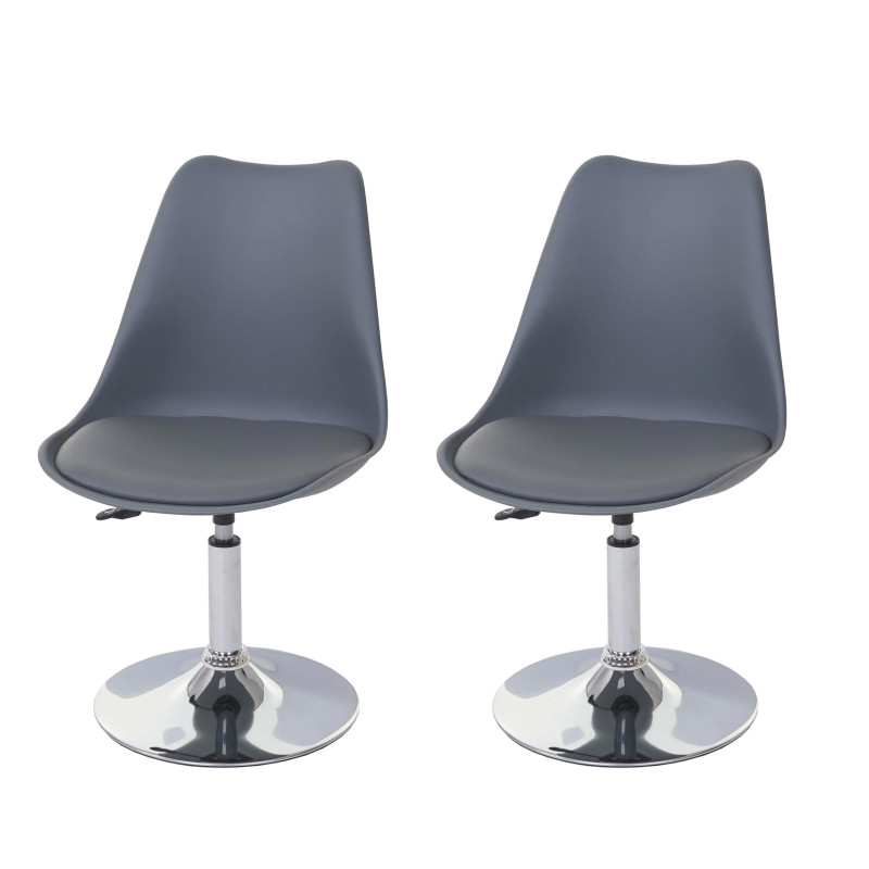 2x chaise pivotante Malmö T501, réglable en hauteur, similicuir - gris foncé