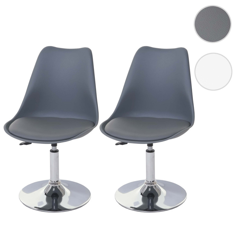 2x chaise pivotante Malmö T501, réglable en hauteur, similicuir - gris foncé