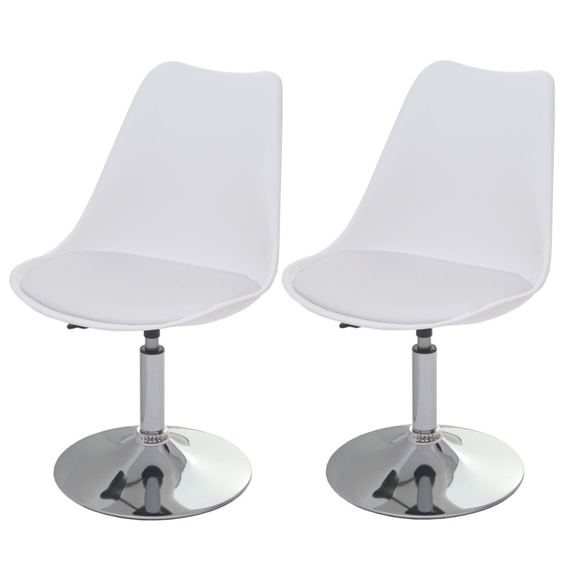 2x chaise pivotante Malmö T501, réglable en hauteur, similicuir - blanc