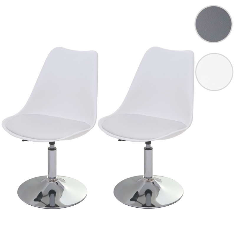 2x chaise pivotante Malmö T501, réglable en hauteur, similicuir - blanc