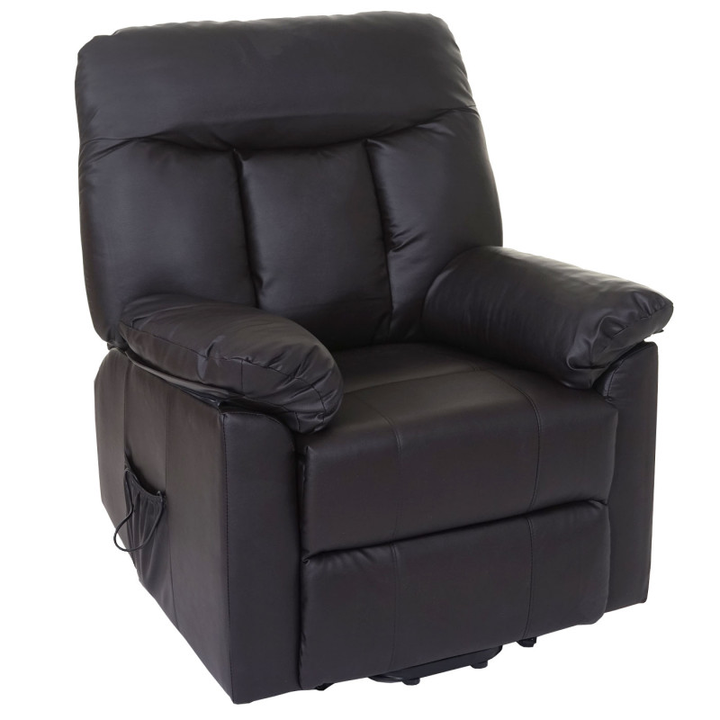 Fauteuil de télévision Watford, fauteuil relax, chaise longue, aide pour se lever - marron, similicuir