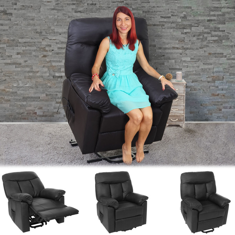 Fauteuil de télévision Watford, fauteuil relax, chaise longue, aide pour se lever - marron, similicuir