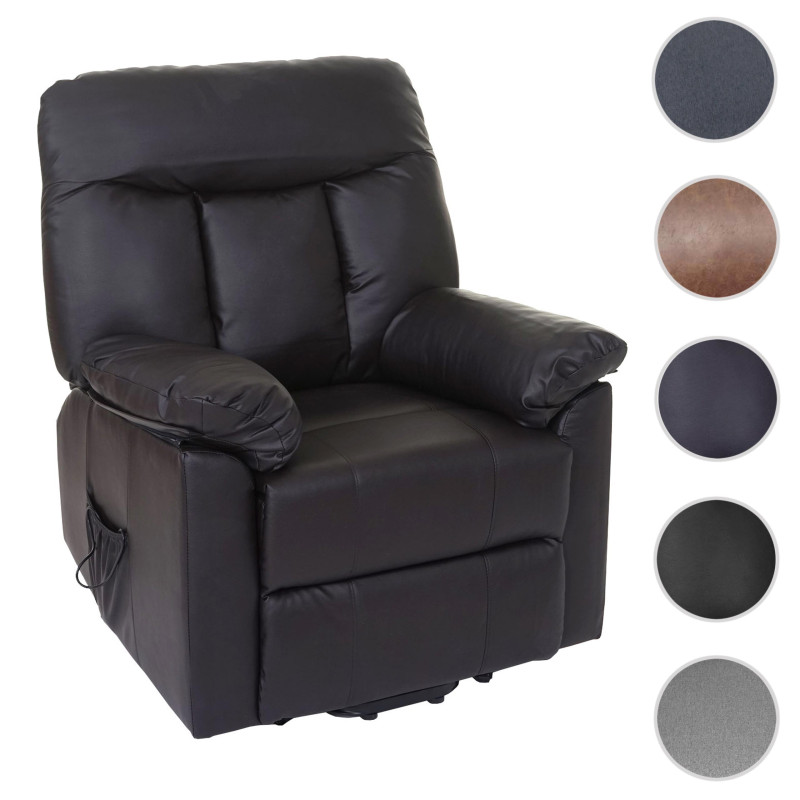 Fauteuil de télévision Watford, fauteuil relax, chaise longue, aide pour se lever - marron, similicuir