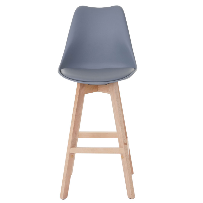 2x tabouret de bar Malmö T501, design rétro - gris foncé, siège similicuir gris foncé, pieds clairs