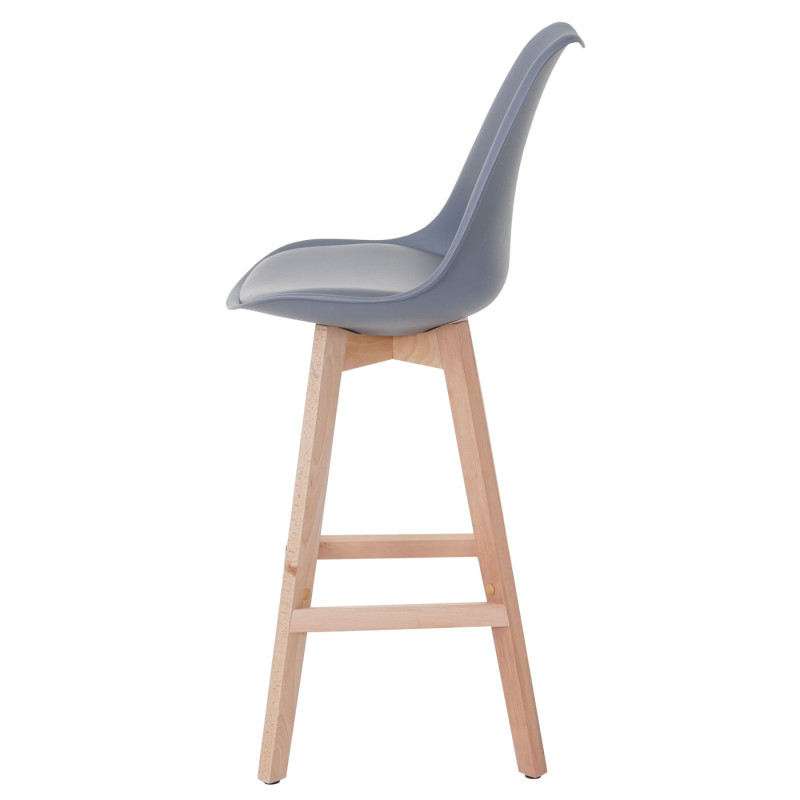 2x tabouret de bar Malmö T501, design rétro - gris foncé, siège similicuir gris foncé, pieds clairs