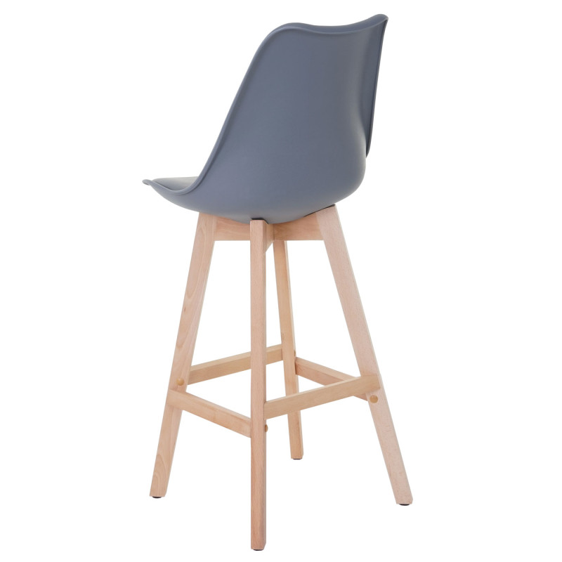 2x tabouret de bar Malmö T501, design rétro - gris foncé, siège similicuir gris foncé, pieds clairs