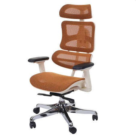 Chaise de bureau fonction glisse, tissu, ISO9001 - blanc/orange