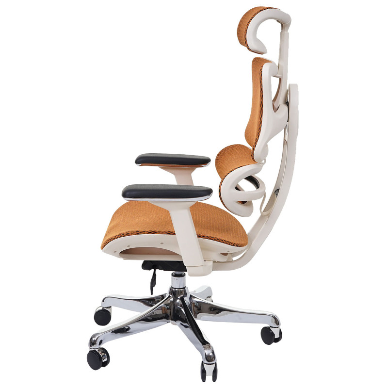 Chaise de bureau fonction glisse, tissu, ISO9001 - blanc/orange