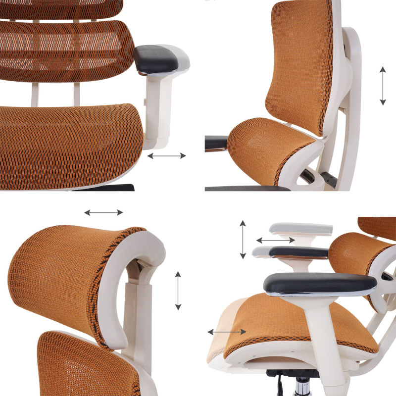 Chaise de bureau fonction glisse, tissu, ISO9001 - blanc/orange