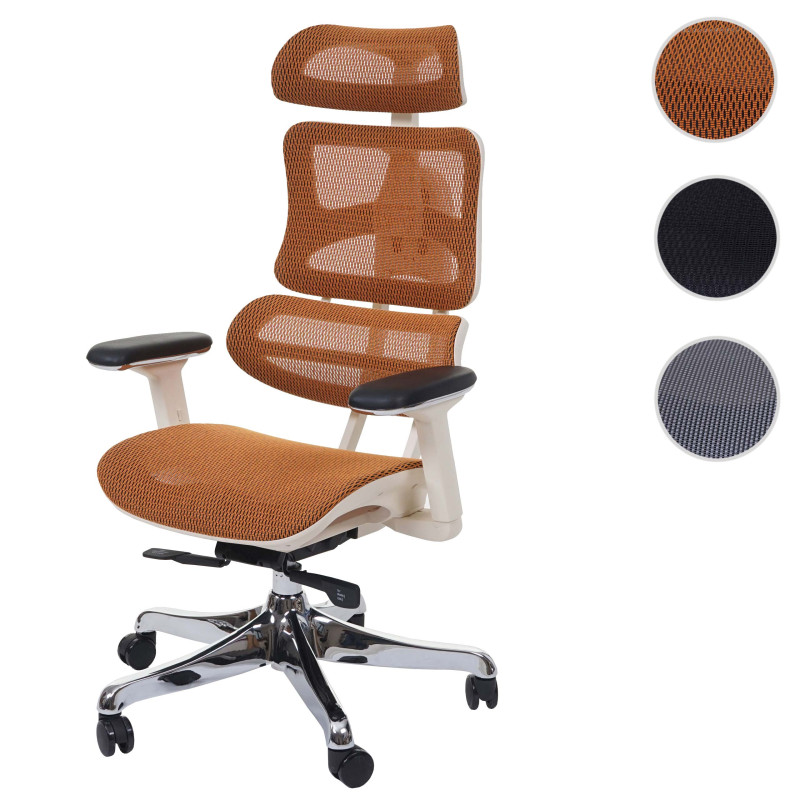Chaise de bureau fonction glisse, tissu, ISO9001 - blanc/orange