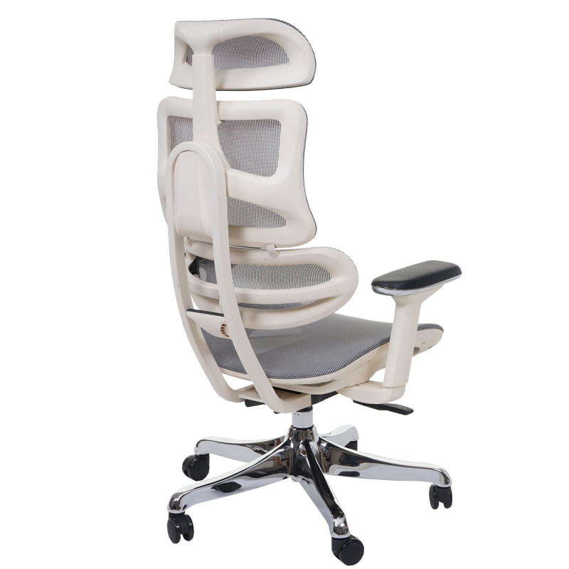 Chaise de bureau fonction glisse, tissu, ISO9001 - blanc/gris